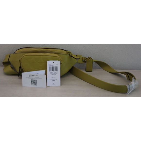 Coach CH073 Women's Chartreuse Signature Leather Sprint Mini Belt Bag $350 - Picture 3 of 16